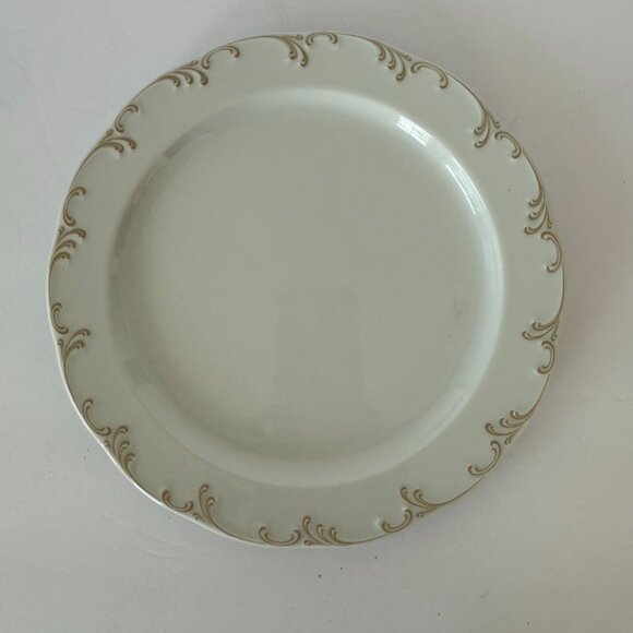 Rosenthal Germany Monbijou White Porcelain Dinner Plate Gold Swirl Design - Picture 2 of 6